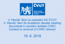 Návrh bodu na zasedání AS ČVUT 27. 6. k odvolání ředitele CIIRC