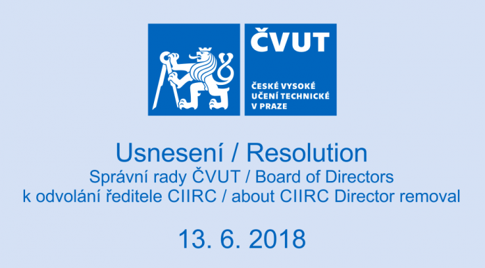 CTU Board of Directors minutes and resolution about CIIRC director removal
