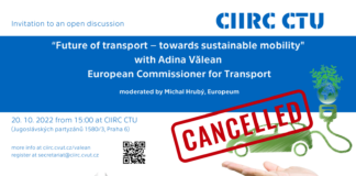 Diskuse s eurokomisařkou pro dopravu Adinou Vălean ZRUŠENA