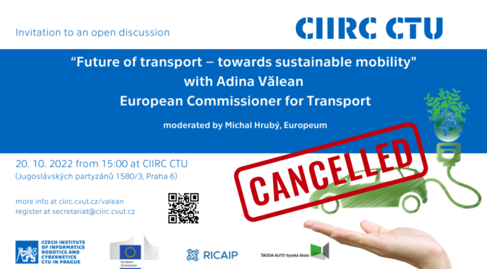 CANCELLATION of the Debate with European Commissioner for transport Adina Vălean