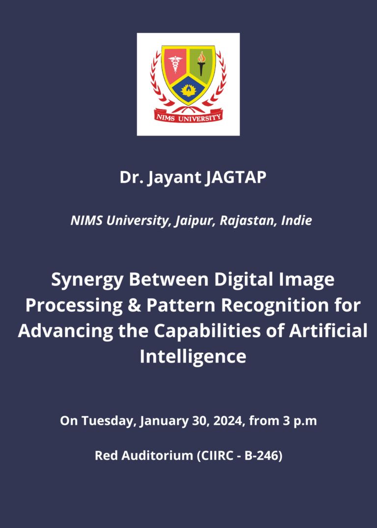 Přednáška Dr. Jayant JAGTAP z univerzity NIMS University: Synergy Between Digital Image Processing & Pattern Recognition for Advancing the Capabilities of Artificial Intelligence
